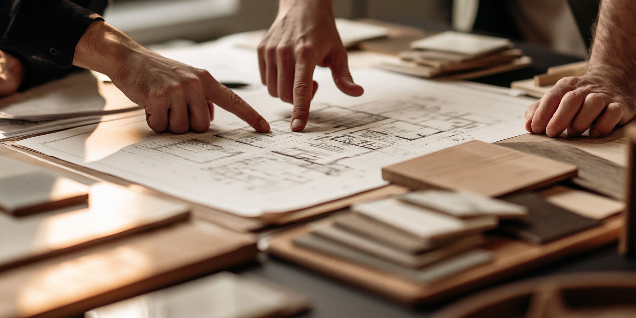 Consulenza — cliente e progettista su una planimetria